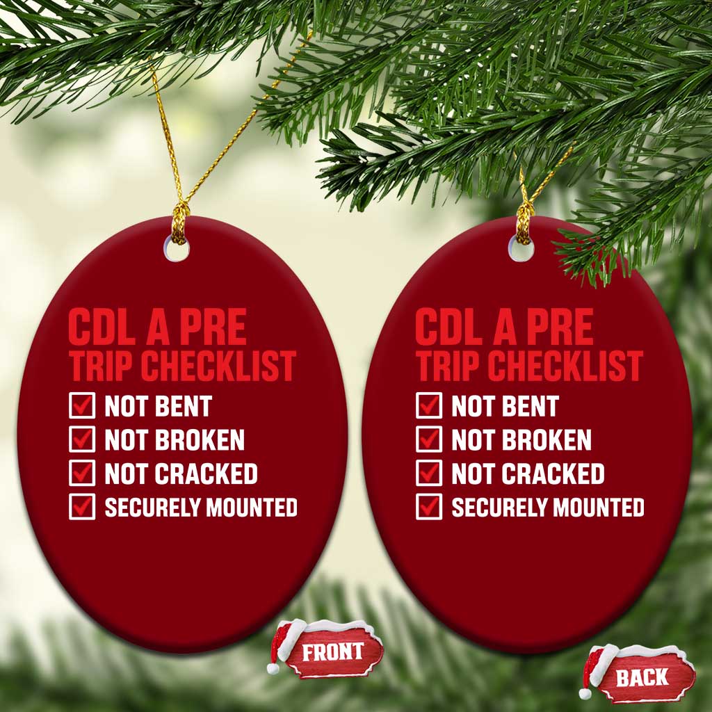 CDL A Pre Trip Checklist Trucker Ceramic Ornament Driver Safety Inspection Graphic