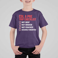 CDL A Pre Trip Checklist Trucker T Shirt For Kid Driver Safety Inspection Graphic