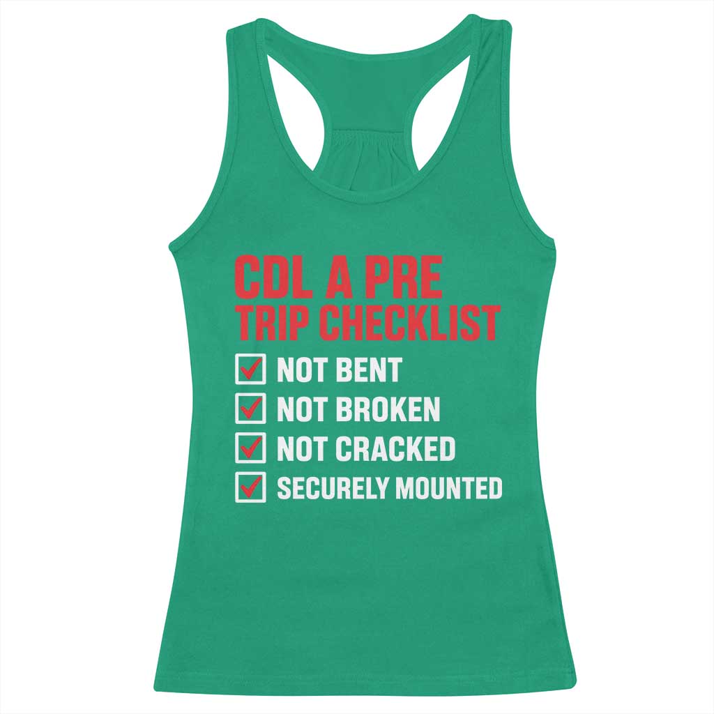 CDL A Pre Trip Checklist Trucker Racerback Tank Top Driver Safety Inspection Graphic