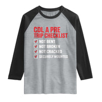 CDL A Pre Trip Checklist Trucker Raglan Shirt Driver Safety Inspection Graphic