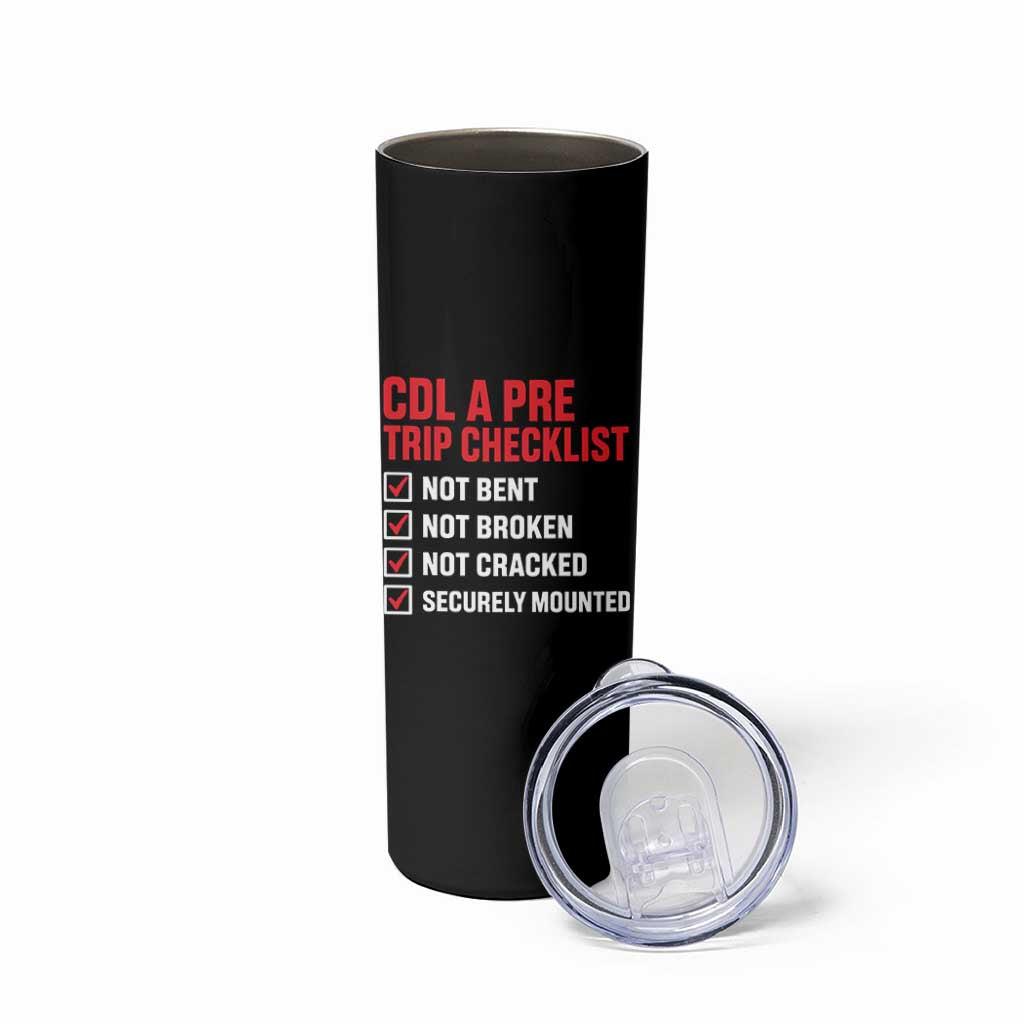 CDL A Pre Trip Checklist Trucker Skinny Tumbler Driver Safety Inspection Graphic