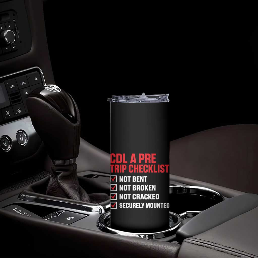 CDL A Pre Trip Checklist Trucker Skinny Tumbler Driver Safety Inspection Graphic