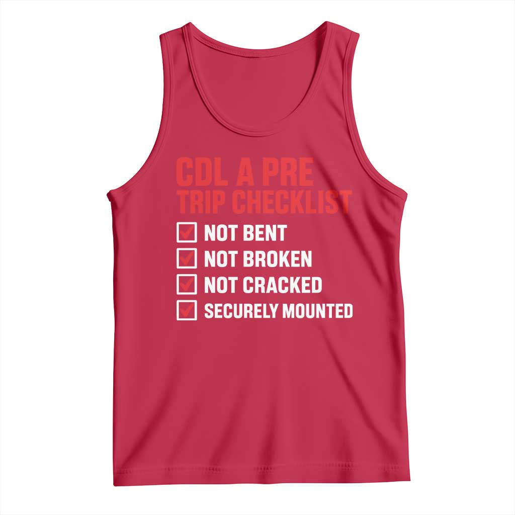CDL A Pre Trip Checklist Trucker Tank Top Driver Safety Inspection Graphic