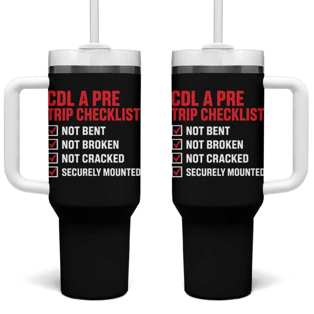 CDL A Pre Trip Checklist Trucker Tumbler With Handle Driver Safety Inspection Graphic