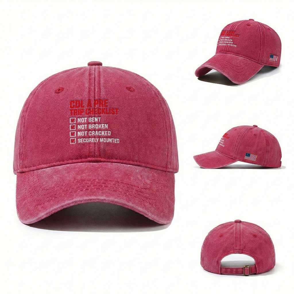 CDL A Pre Trip Checklist Trucker Washed Cotton Baseball Cap Driver Safety Inspection Graphic
