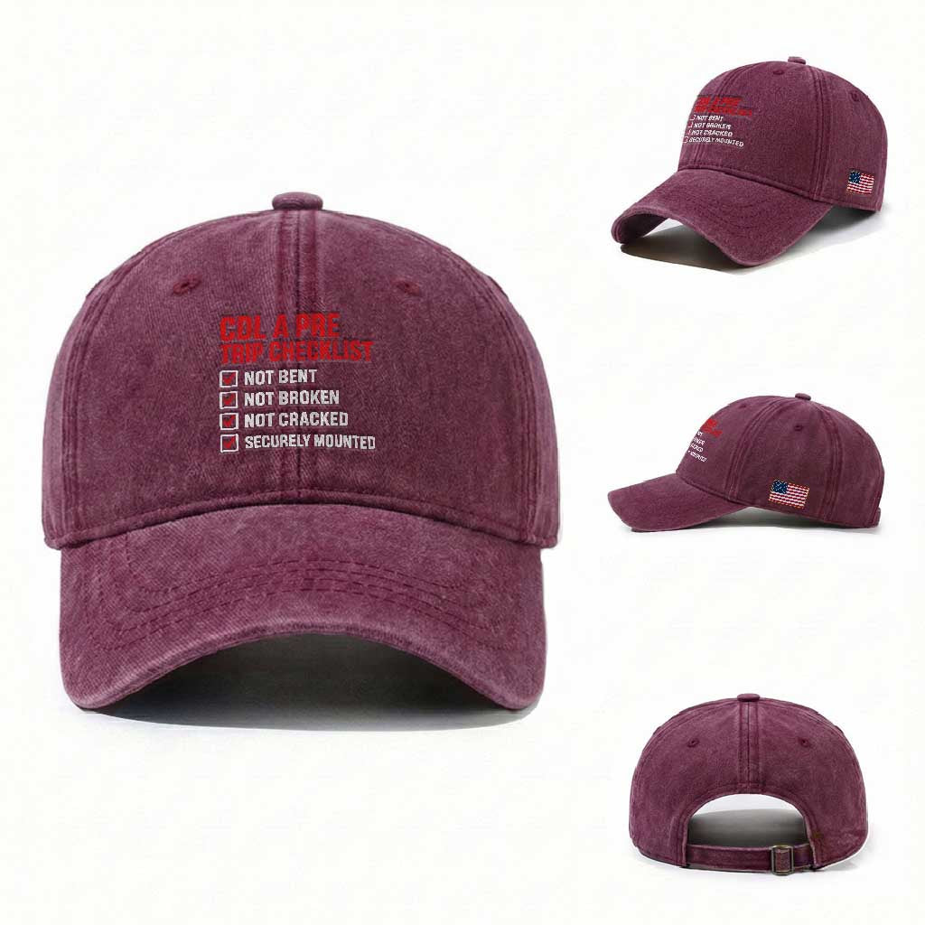CDL A Pre Trip Checklist Trucker Washed Cotton Baseball Cap Driver Safety Inspection Graphic