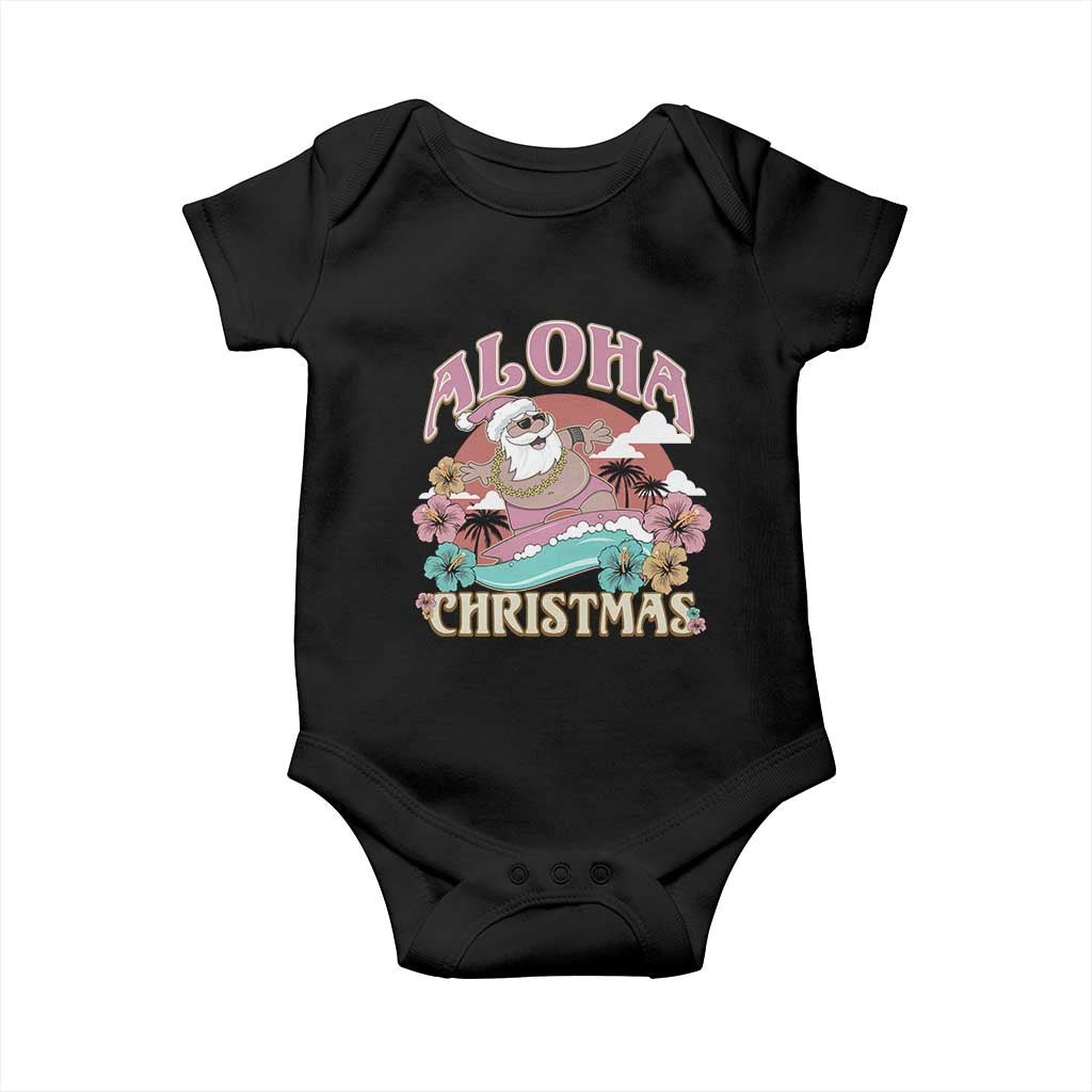 Hawaii Christmas Baby Onesie Surfing Santa With Tattoos Aloha Christmas