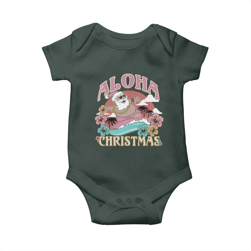 Hawaii Christmas Baby Onesie Surfing Santa With Tattoos Aloha Christmas
