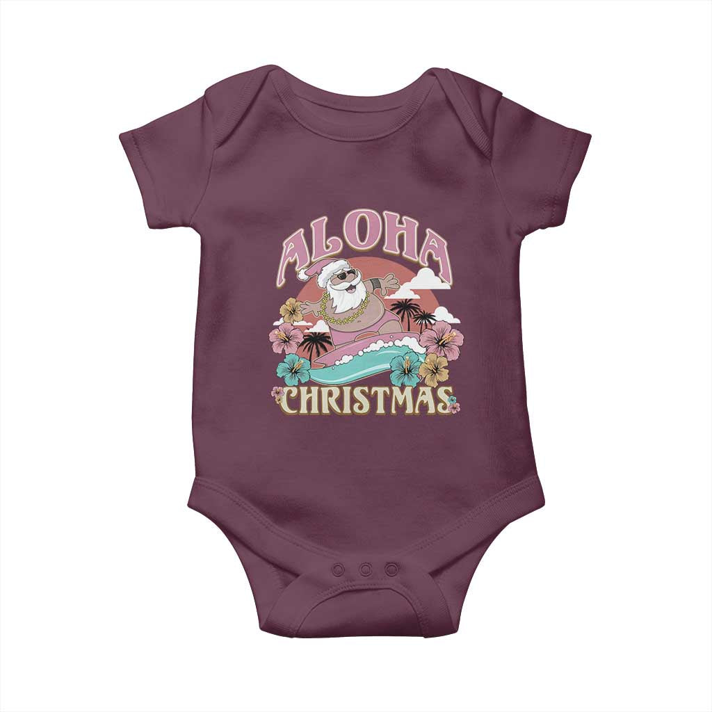 Hawaii Christmas Baby Onesie Surfing Santa With Tattoos Aloha Christmas