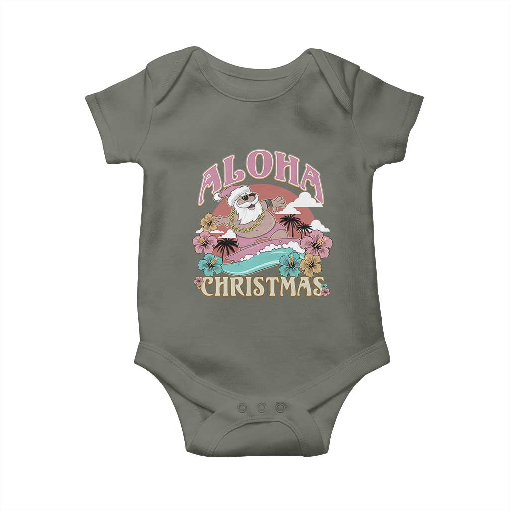 Hawaii Christmas Baby Onesie Surfing Santa With Tattoos Aloha Christmas