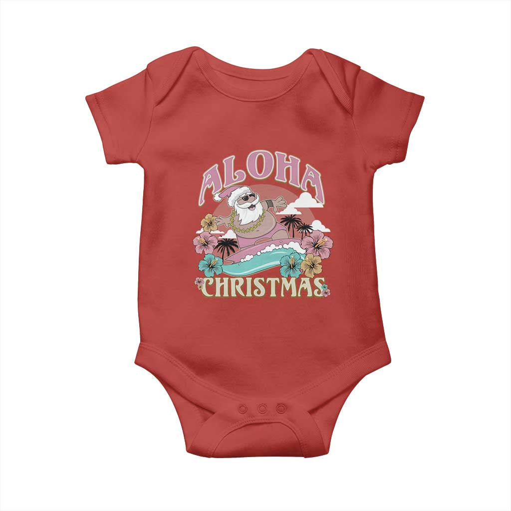 Hawaii Christmas Baby Onesie Surfing Santa With Tattoos Aloha Christmas