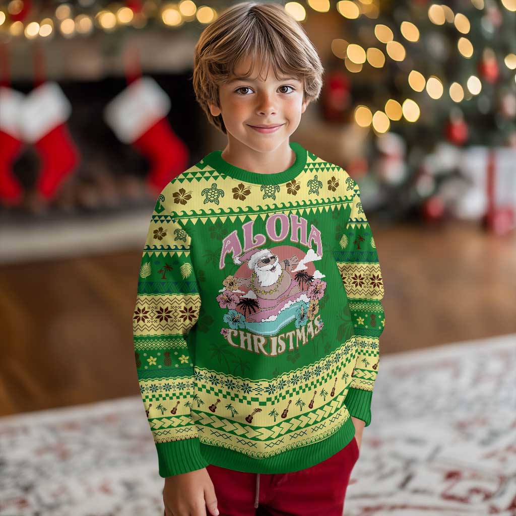 Hawaii Ugly Christmas Sweater Surfing Santa With Tattoos Aloha Christmas - Wonder Print Shop