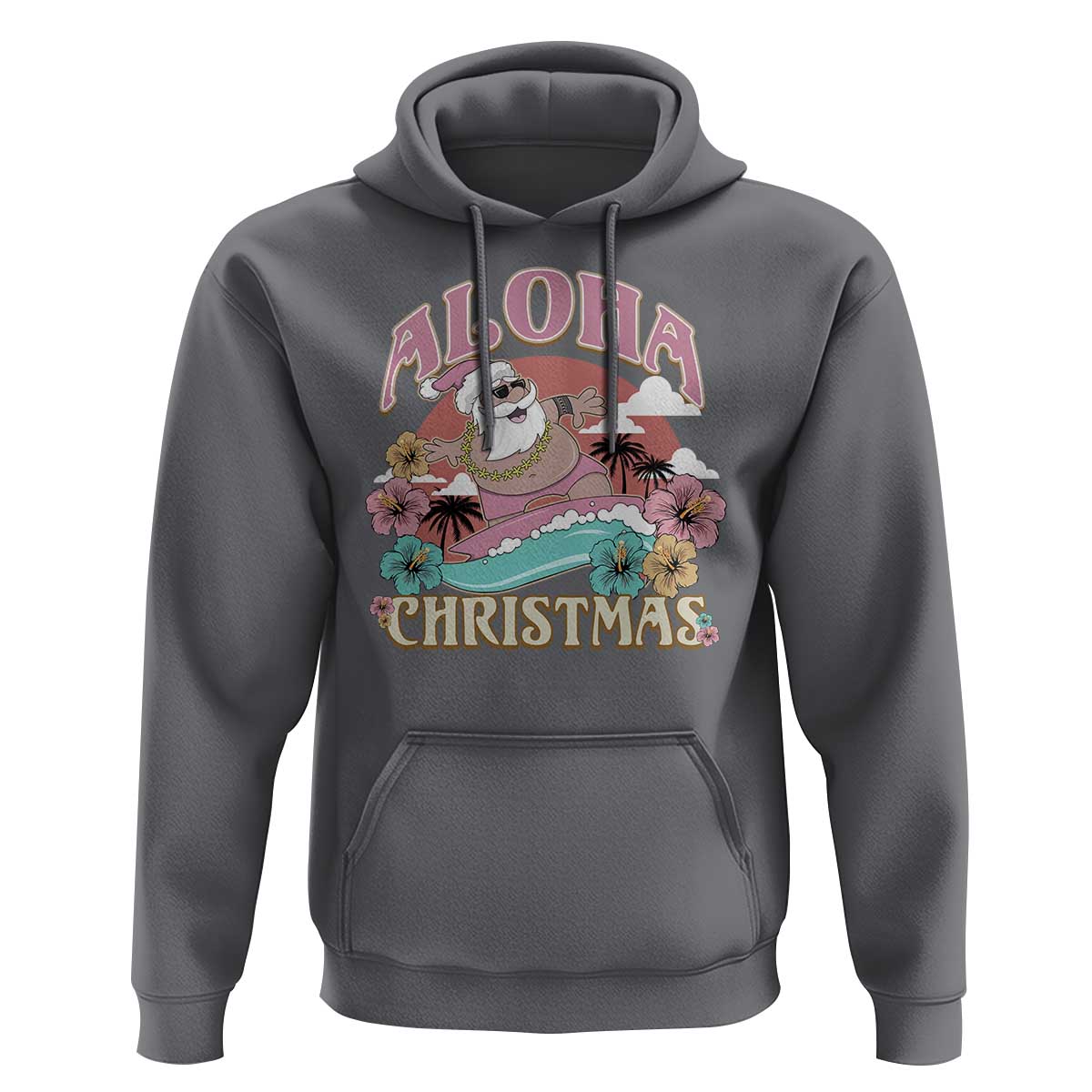 Hawaii Christmas Hoodie Surfing Santa With Tattoos Aloha Christmas