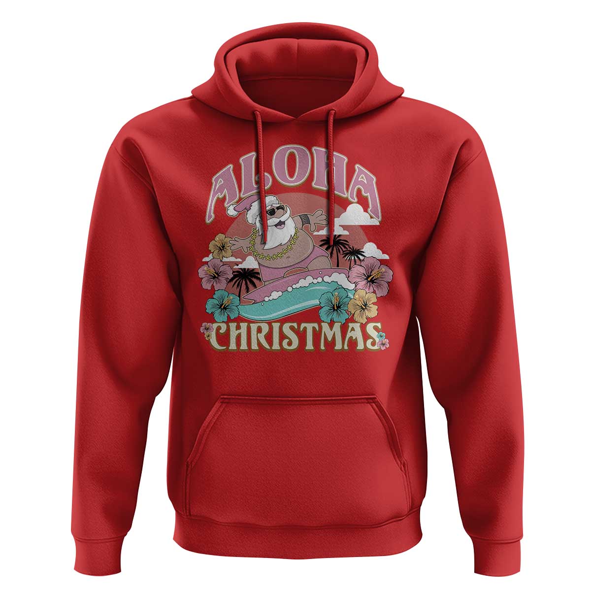 Hawaii Christmas Hoodie Surfing Santa With Tattoos Aloha Christmas