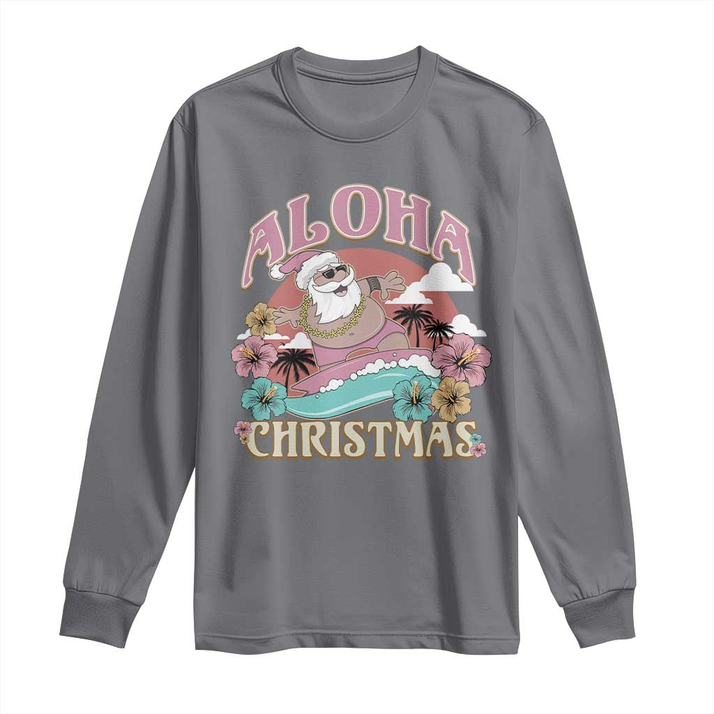 Hawaii Christmas Long Sleeve Shirt Surfing Santa With Tattoos Aloha Christmas