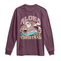 Hawaii Christmas Long Sleeve Shirt Surfing Santa With Tattoos Aloha Christmas