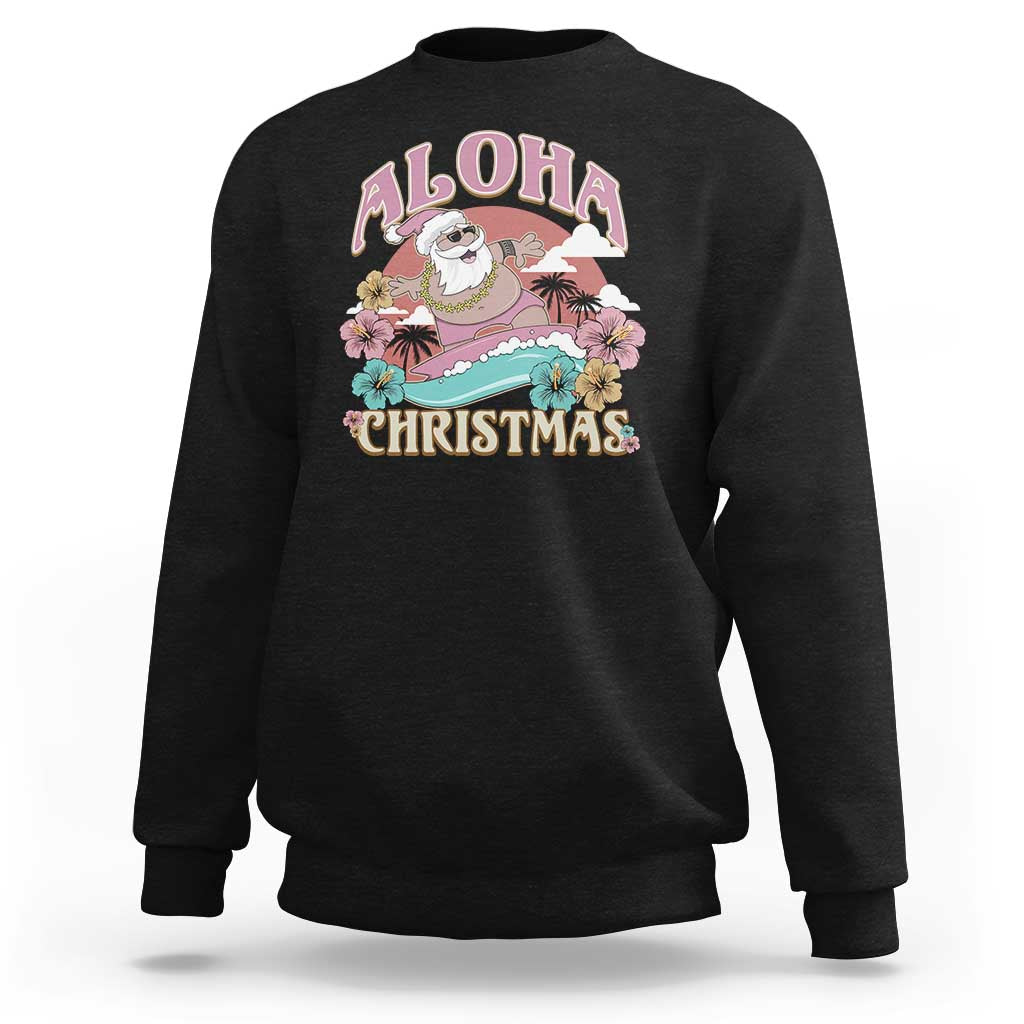 Hawaii Christmas Sweatshirt Surfing Santa With Tattoos Aloha Christmas - Wonder Print Shop