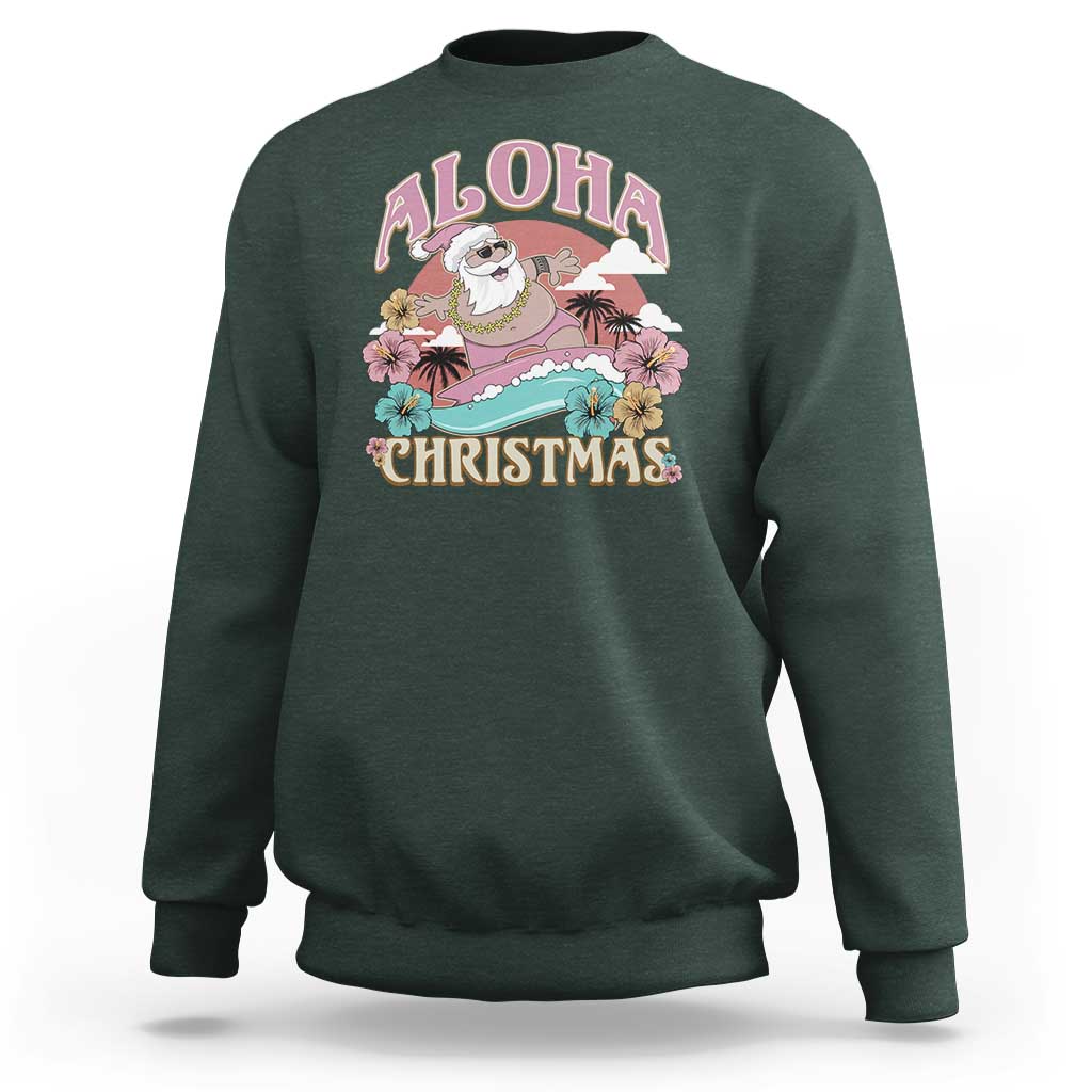 Hawaii Christmas Sweatshirt Surfing Santa With Tattoos Aloha Christmas - Wonder Print Shop
