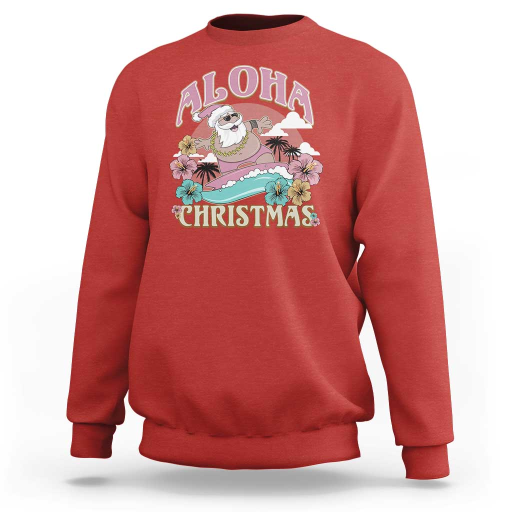 Hawaii Christmas Sweatshirt Surfing Santa With Tattoos Aloha Christmas - Wonder Print Shop