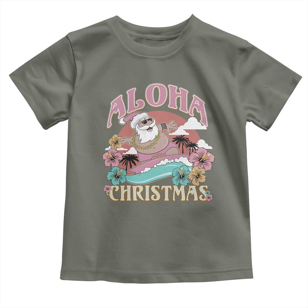 Hawaii Christmas Toddler T Shirt Surfing Santa With Tattoos Aloha Christmas