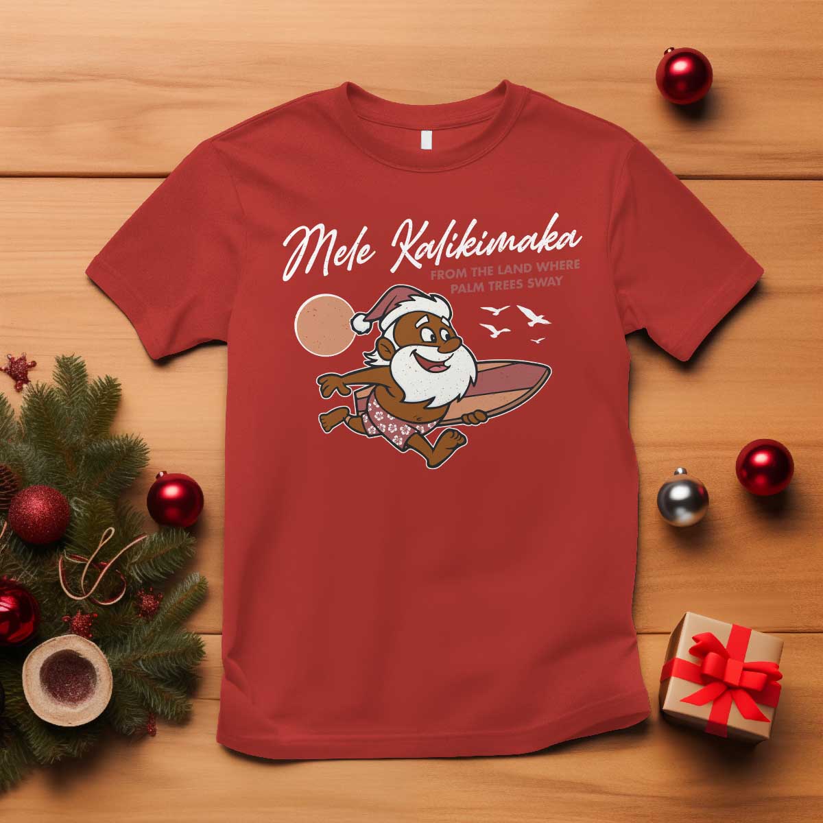 Hawaii Christmas T Shirt Beach Holiday Xmas Palm Tree Slay Santa - Wonder Print Shop