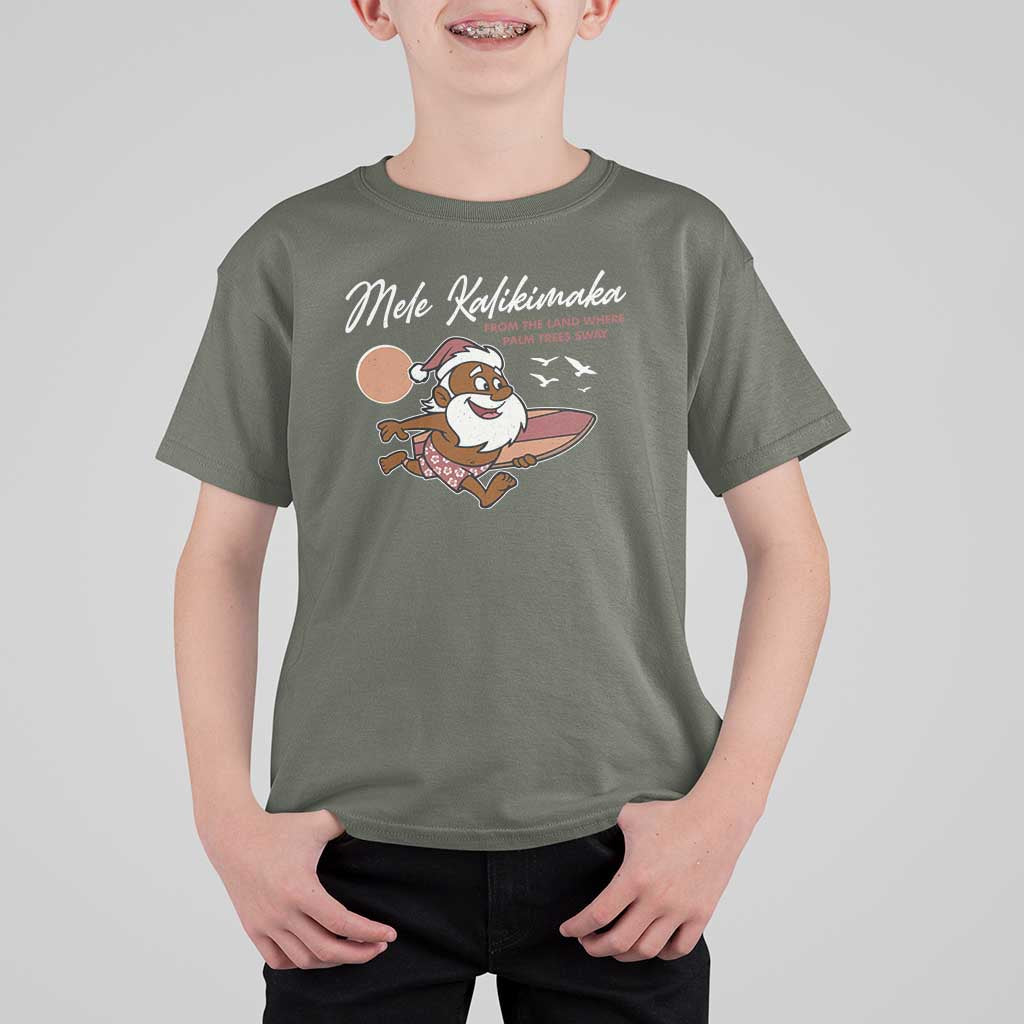 Hawaii Christmas T Shirt For Kid Beach Holiday Xmas Palm Tree Slay Santa - Wonder Print Shop