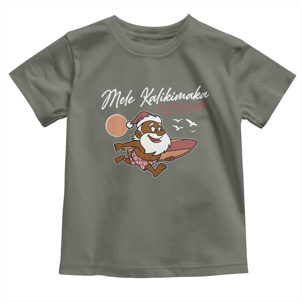 Hawaii Christmas Toddler T Shirt Beach Holiday Xmas Palm Tree Slay Santa