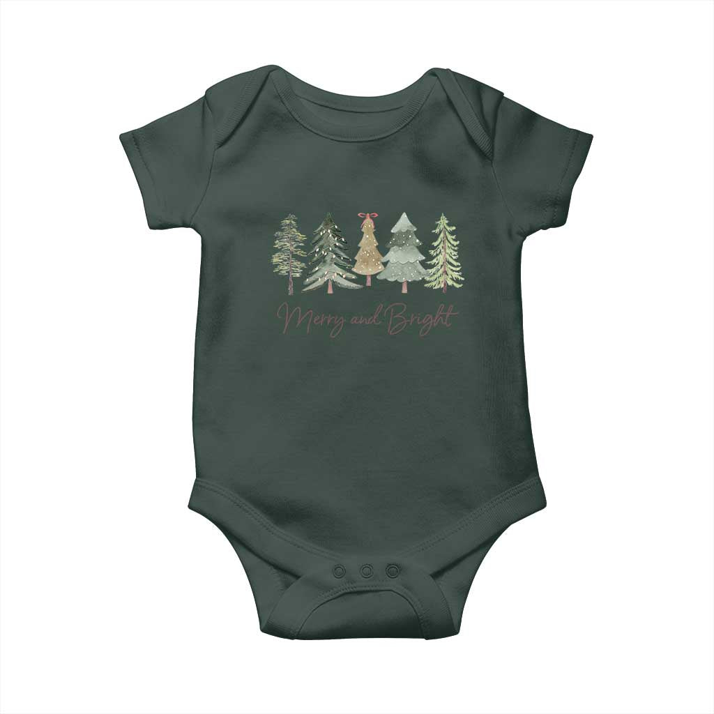 Merry and Bright Trees Baby Onesie Womans Holiday Coquette Tree Bow
