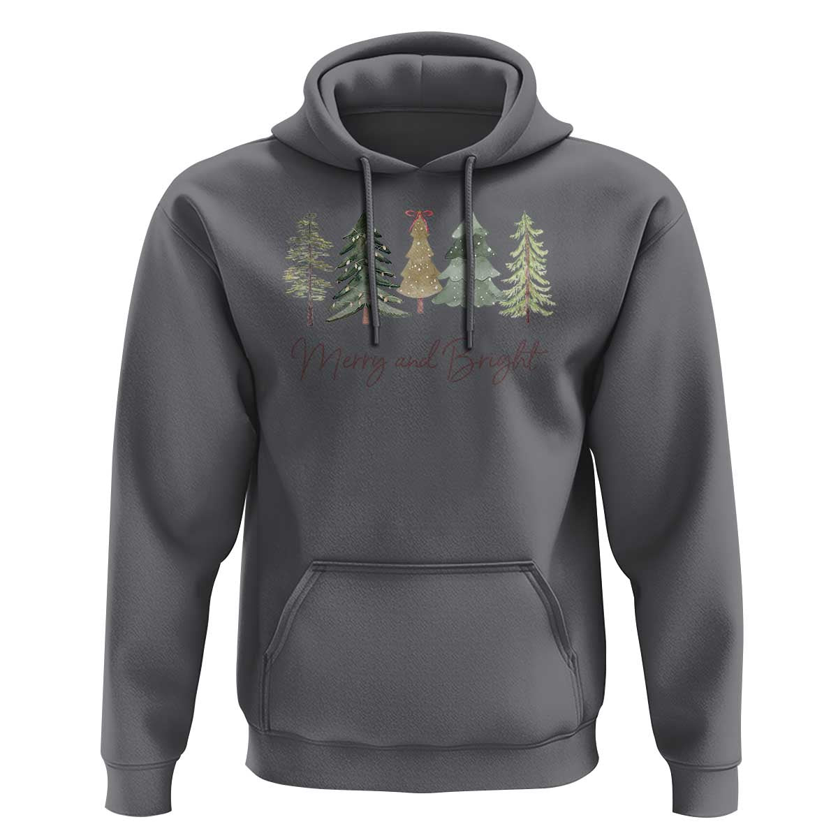 Merry and Bright Trees Hoodie Womans Holiday Coquette Tree Bow