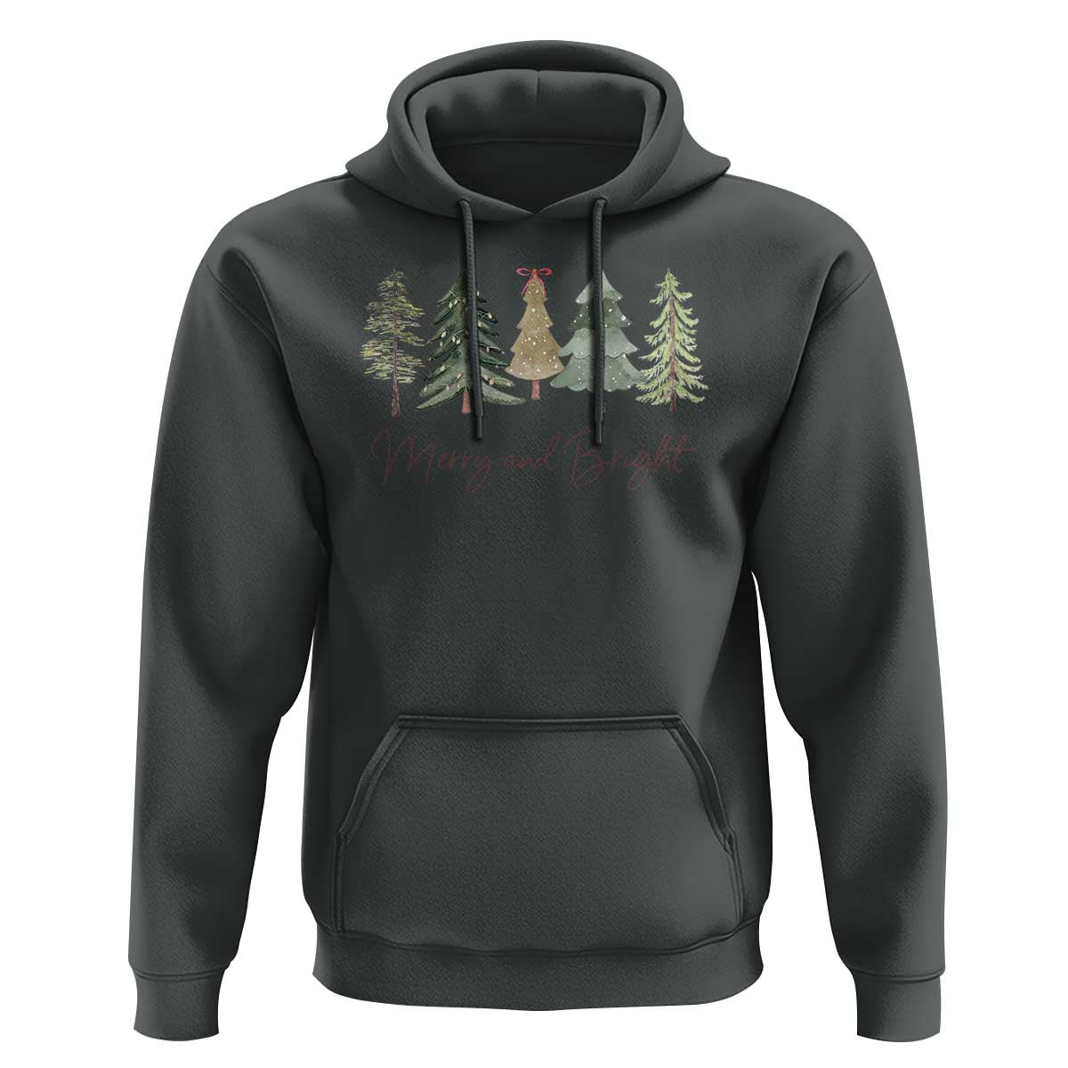 Merry and Bright Trees Hoodie Womans Holiday Coquette Tree Bow