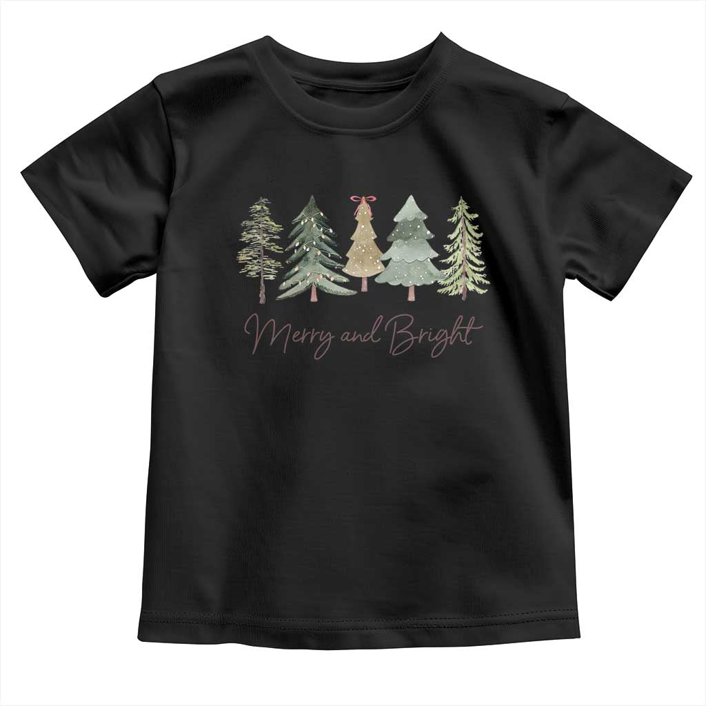Merry and Bright Trees Toddler T Shirt Womans Holiday Coquette Tree Bow