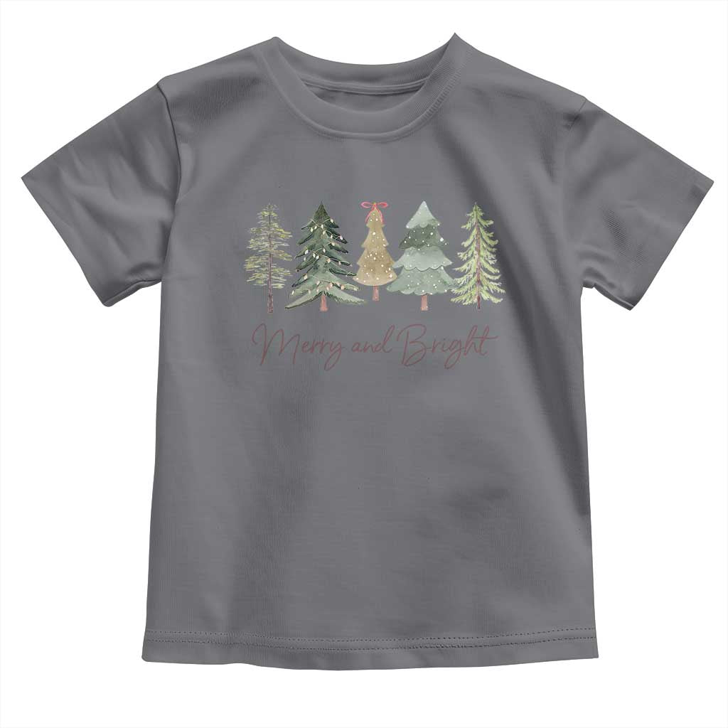 Merry and Bright Trees Toddler T Shirt Womans Holiday Coquette Tree Bow