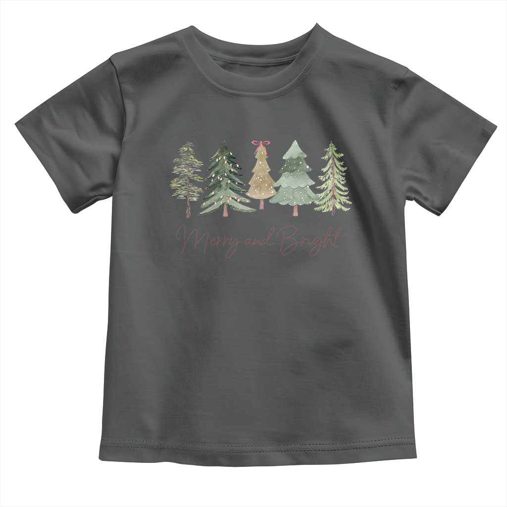 Merry and Bright Trees Toddler T Shirt Womans Holiday Coquette Tree Bow