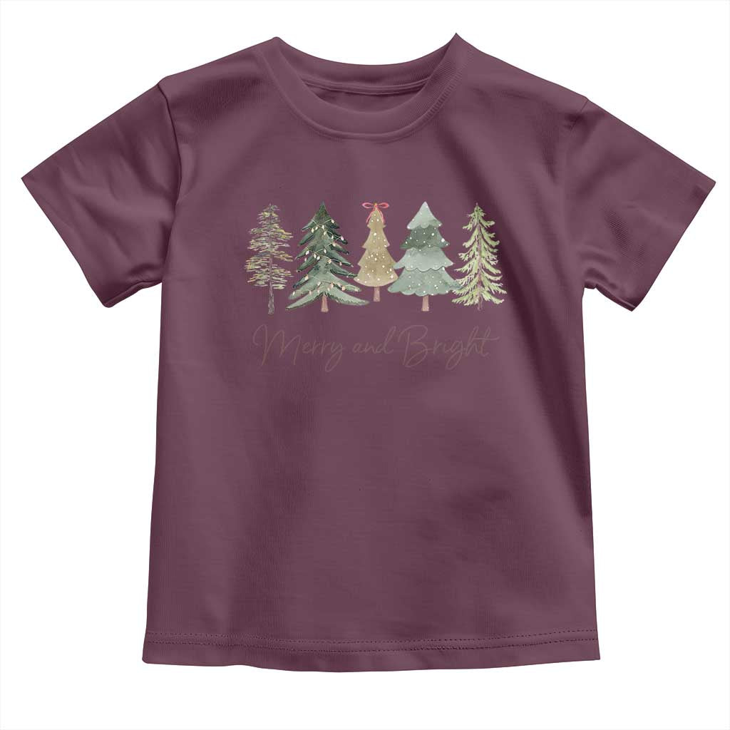 Merry and Bright Trees Toddler T Shirt Womans Holiday Coquette Tree Bow