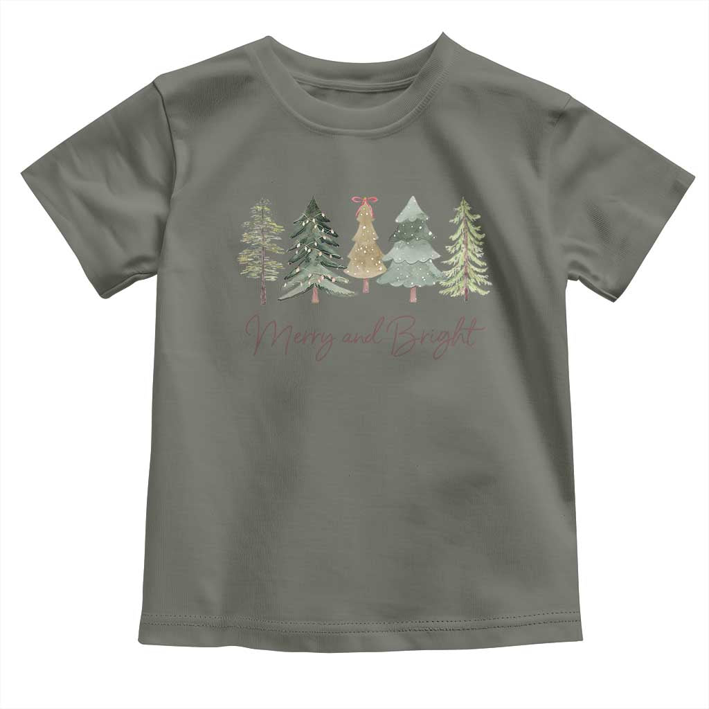 Merry and Bright Trees Toddler T Shirt Womans Holiday Coquette Tree Bow