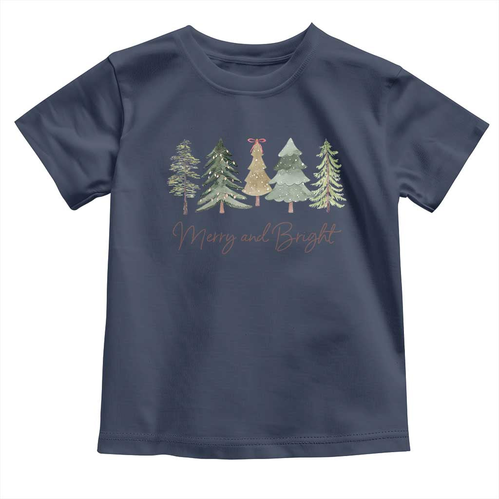 Merry and Bright Trees Toddler T Shirt Womans Holiday Coquette Tree Bow
