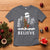 Bigfoot Christmas Tree Lights T Shirt Believe Rock On Sasquatch Santa Hat - Wonder Print Shop