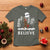 Bigfoot Christmas Tree Lights T Shirt Believe Rock On Sasquatch Santa Hat - Wonder Print Shop