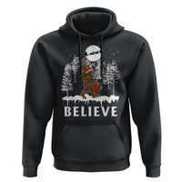 Bigfoot Christmas Tree Lights Hoodie Believe Rock On Sasquatch Santa Hat