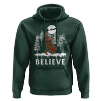 Bigfoot Christmas Tree Lights Hoodie Believe Rock On Sasquatch Santa Hat