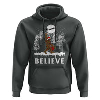 Bigfoot Christmas Tree Lights Hoodie Believe Rock On Sasquatch Santa Hat