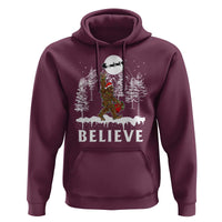 Bigfoot Christmas Tree Lights Hoodie Believe Rock On Sasquatch Santa Hat