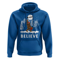 Bigfoot Christmas Tree Lights Hoodie Believe Rock On Sasquatch Santa Hat