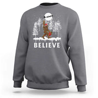Bigfoot Christmas Tree Lights Sweatshirt Believe Rock On Sasquatch Santa Hat - Wonder Print Shop