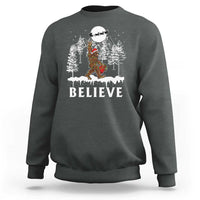 Bigfoot Christmas Tree Lights Sweatshirt Believe Rock On Sasquatch Santa Hat - Wonder Print Shop