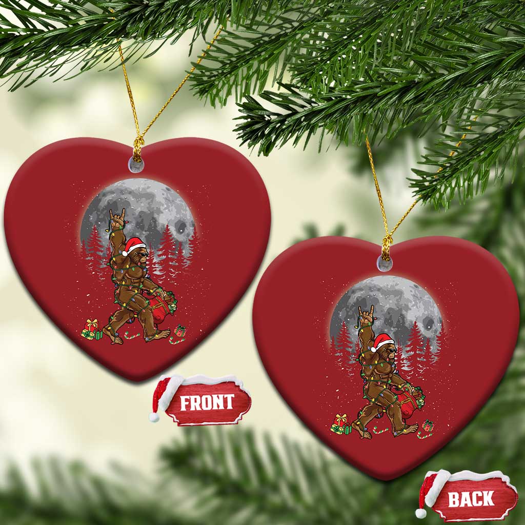 Bigfoot Christmas Tree Lights Christmas Ornament Believe Bigfoot Santa Hat Sasquatch Loves Rock On - Wonder Print Shop