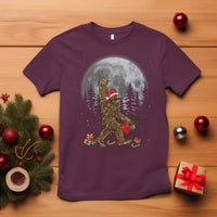 Bigfoot Christmas Tree Lights T Shirt Believe Bigfoot Santa Hat Sasquatch Loves Rock On - Wonder Print Shop