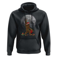 Bigfoot Christmas Tree Lights Hoodie Believe Bigfoot Santa Hat Sasquatch Loves Rock On