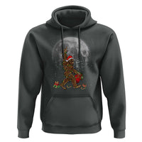 Bigfoot Christmas Tree Lights Hoodie Believe Bigfoot Santa Hat Sasquatch Loves Rock On