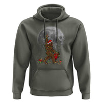 Bigfoot Christmas Tree Lights Hoodie Believe Bigfoot Santa Hat Sasquatch Loves Rock On